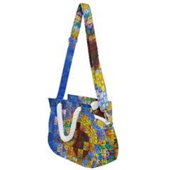 Sunflower Kaleidoscope Pattern Rope Handles Shoulder Strap Bag