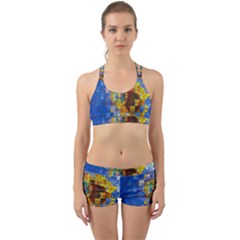 Sunflower Kaleidoscope Pattern Back Web Gym Set