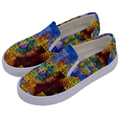 Sunflower Kaleidoscope Pattern Kids  Canvas Slip Ons