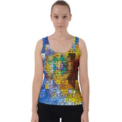 Sunflower Kaleidoscope Pattern Velvet Tank Top