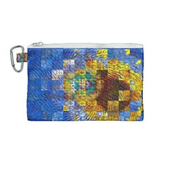 Sunflower Kaleidoscope Pattern Canvas Cosmetic Bag (Medium)