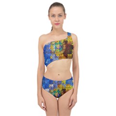 Sunflower Kaleidoscope Pattern Spliced Up Two Piece Swimsuit