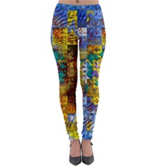 Sunflower Kaleidoscope Pattern Lightweight Velour Leggings