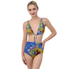 Sunflower Kaleidoscope Pattern Tied Up Two Piece Swimsuit