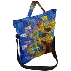 Sunflower Kaleidoscope Pattern Fold Over Handle Tote Bag