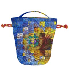 Sunflower Kaleidoscope Pattern Drawstring Bucket Bag