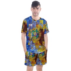 Sunflower Kaleidoscope Pattern Men s Mesh Tee and Shorts Set