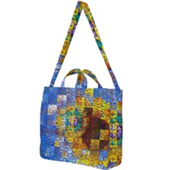 Sunflower Kaleidoscope Pattern Square Shoulder Tote Bag