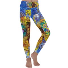 Sunflower Kaleidoscope Pattern Kids  Lightweight Velour Classic Yoga Leggings