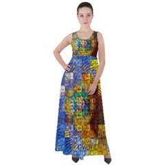 Sunflower Kaleidoscope Pattern Empire Waist Velour Maxi Dress