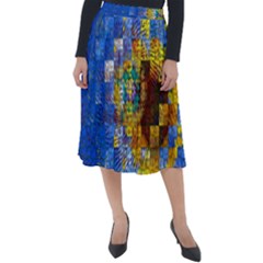 Sunflower Kaleidoscope Pattern Classic Velour Midi Skirt 