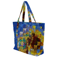 Sunflower Kaleidoscope Pattern Zip Up Canvas Bag