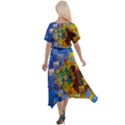 Sunflower Kaleidoscope Pattern Cross Front Sharkbite Hem Maxi Dress View2