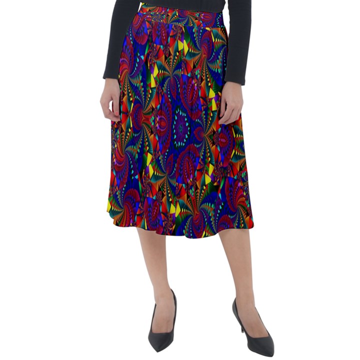 Kaleidoscope Pattern Ornament Classic Velour Midi Skirt 