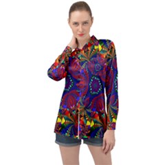 Kaleidoscope Pattern Ornament Long Sleeve Satin Shirt