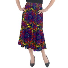 Kaleidoscope Pattern Ornament Midi Mermaid Skirt