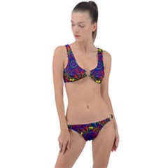 Kaleidoscope Pattern Ornament Ring Detail Crop Bikini Set