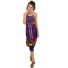 Kaleidoscope Pattern Ornament Waist Tie Cover Up Chiffon Dress