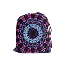 Kaleidoscope Shape Abstract Design Drawstring Pouch (large) by Simbadda