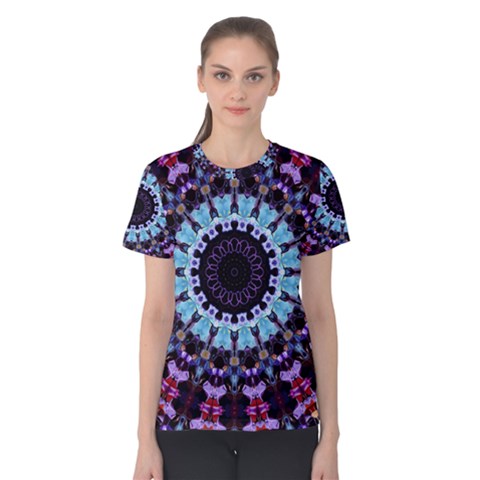 Kaleidoscope Shape Abstract Design Women s Cotton Tee by Simbadda