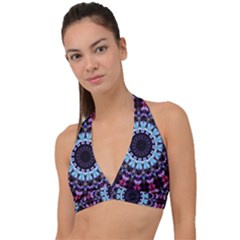 Kaleidoscope Shape Abstract Design Halter Plunge Bikini Top by Simbadda