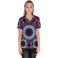 Kaleidoscope Shape Abstract Design Women s V-neck Scrub Top by Simbadda