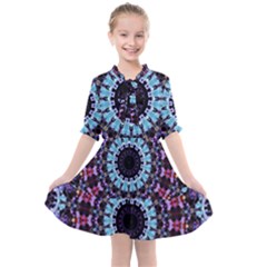 Kaleidoscope Shape Abstract Design Kids  All Frills Chiffon Dress