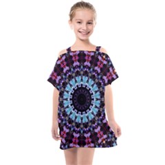 Kaleidoscope Shape Abstract Design Kids  One Piece Chiffon Dress