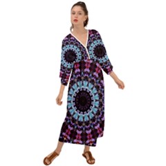 Kaleidoscope Shape Abstract Design Grecian Style  Maxi Dress