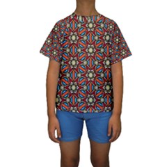 Pattern Stained Glass Church Kids  Short Sleeve Swimwear