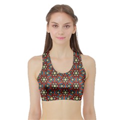 Pattern Stained Glass Church Sports Bra With Border by Simbadda