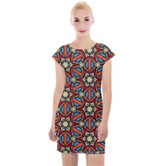 Pattern Stained Glass Church Cap Sleeve Bodycon Dress