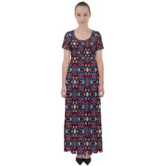 Pattern Stained Glass Church High Waist Short Sleeve Maxi Dress