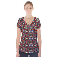 Pattern Stained Glass Church Short Sleeve Front Detail Top