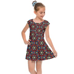 Pattern Stained Glass Church Kids  Cap Sleeve Dress by Simbadda