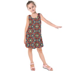 Pattern Stained Glass Church Kids  Sleeveless Dress