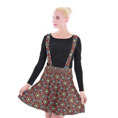 Pattern Stained Glass Church Suspender Skater Skirt by Simbadda