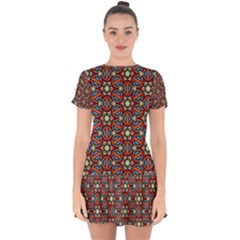 Pattern Stained Glass Church Drop Hem Mini Chiffon Dress