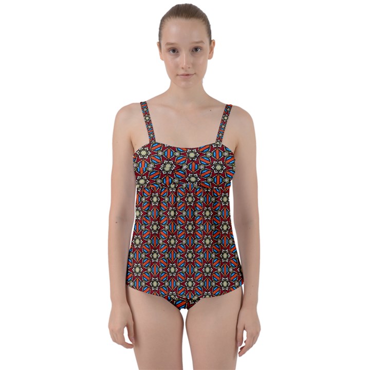 Pattern Stained Glass Church Twist Front Tankini Set