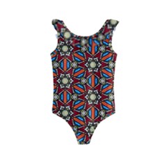 Pattern Stained Glass Church Kids  Frill Swimsuit