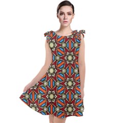 Pattern Stained Glass Church Tie Up Tunic Dress