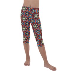 Pattern Stained Glass Church Kids  Lightweight Velour Capri Leggings 