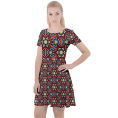 Pattern Stained Glass Church Cap Sleeve Velour Dress 