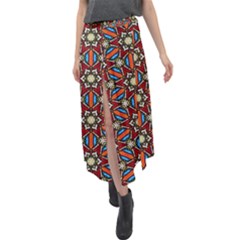 Pattern Stained Glass Church Velour Split Maxi Skirt