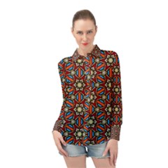 Pattern Stained Glass Church Long Sleeve Chiffon Shirt