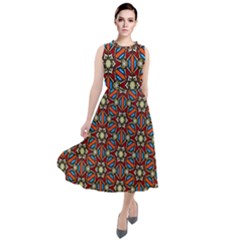 Pattern Stained Glass Church Round Neck Boho Dress