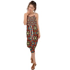 Pattern Stained Glass Church Waist Tie Cover Up Chiffon Dress