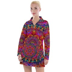 Kaleidoscope Pattern Ornament Women s Long Sleeve Casual Dress