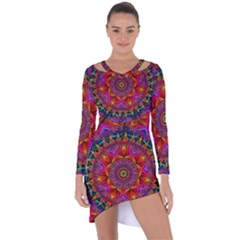 Kaleidoscope Pattern Ornament Asymmetric Cut-out Shift Dress