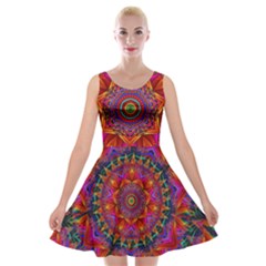 Kaleidoscope Pattern Ornament Velvet Skater Dress